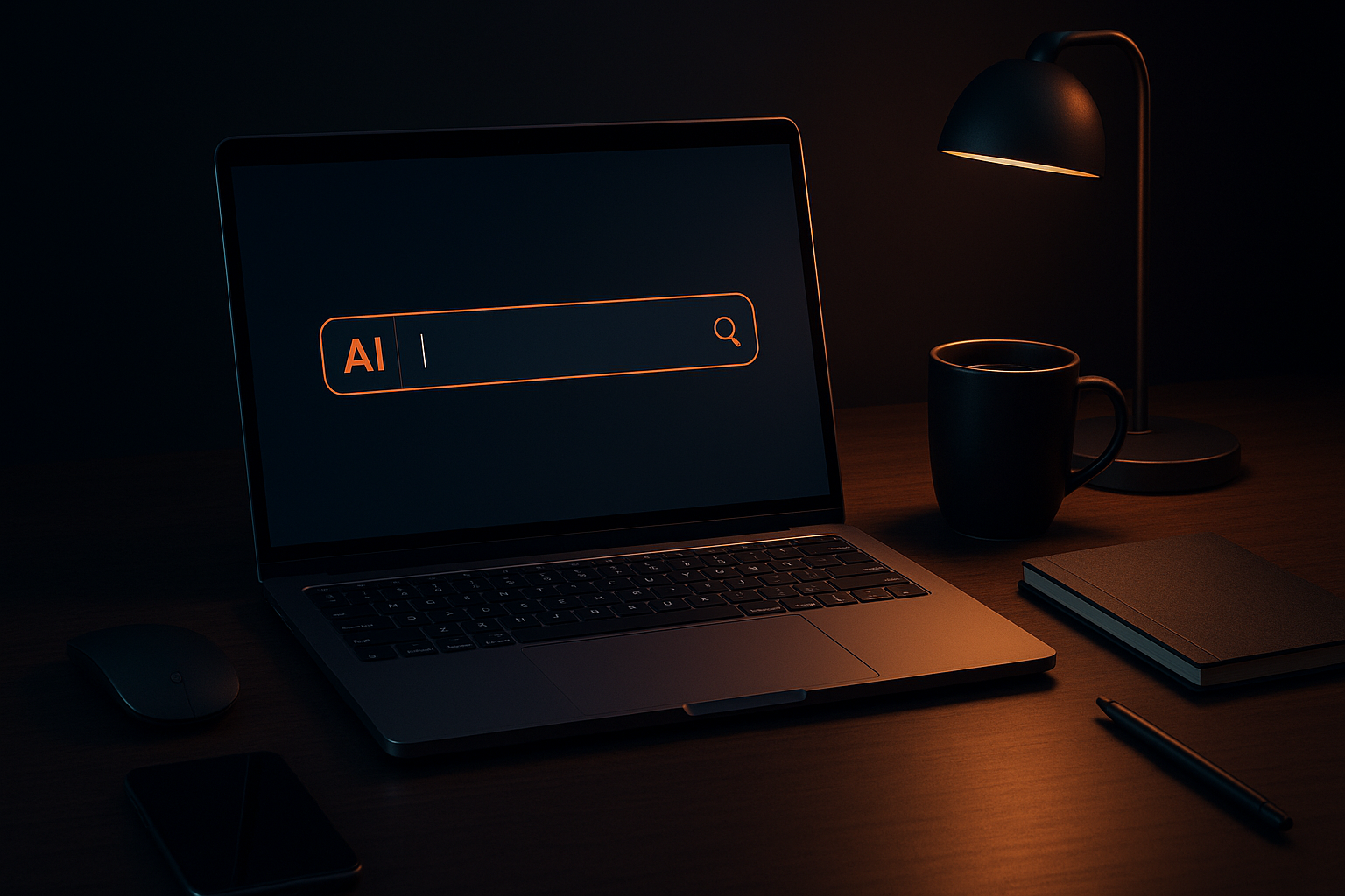 I want it more dark theme and include more things around the laptop make it more modern 